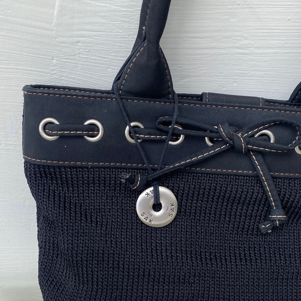 The Sak Black Knit Hand Bag with Silver Accent - Picture 2 of 10